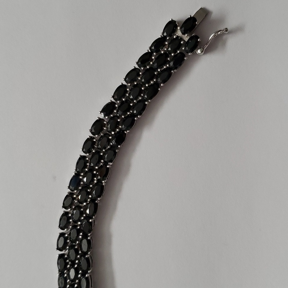 Sterling Silver 925 Spinel Three Tier Tennis Bracelet